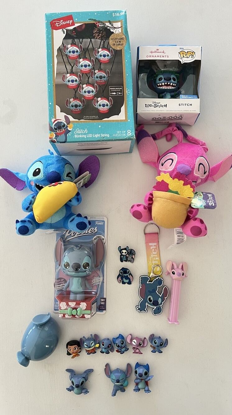 19pc Lot Stitch Disney Plush Pins Popsies Doorables Just Play Figures Christmas+